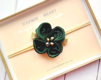 St Patricks Day Bow, St patricks day headband, four leaf clover hair bow, shamrock baby headband, lucky clover hair bow, green gold hair bow