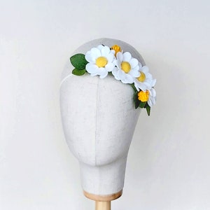 Felt Daisy Crown, White Daisy Flower Crown, baby Daisy headband, Daisy headpiece, White Felt flower crown, felt flower headband, Daisy tiara image 5