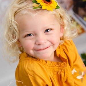 Baby Sunflower headband, Fall Sunflower Crown, Sunflower headpiece, Baby Sunflower tiara, Autumn flower crown, Baby Yellow flower crown image 4