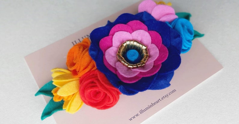 Rainbow flower crown, Rainbow baby headband, Boho flower crown, Rainbow festival headpiece, Felt Flower Baby toddler little girl headband image 4