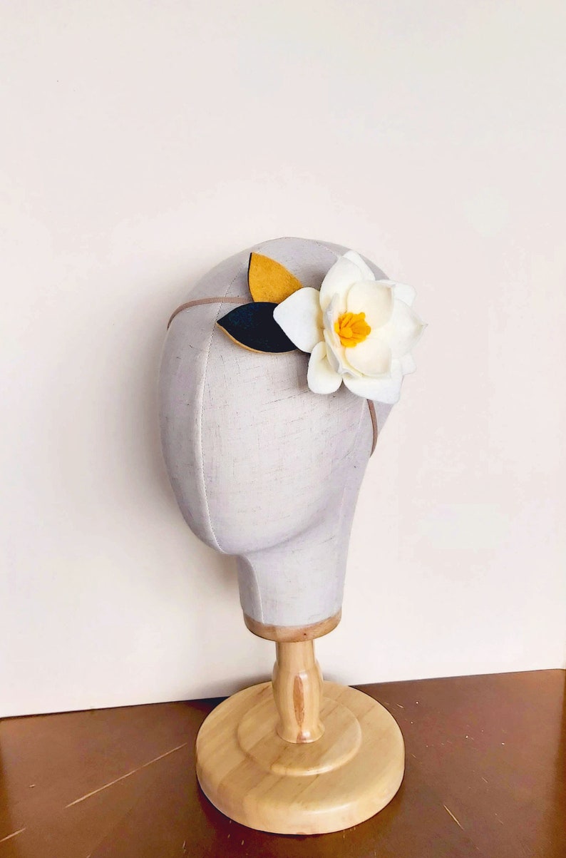 Felt Southern Magnolia Flower Crown, Baby Girl Headband image 2