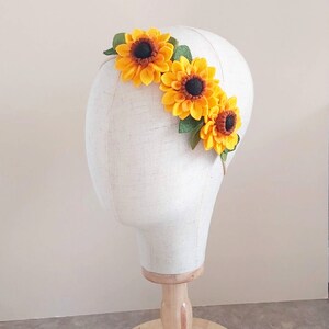 Baby Sunflower headband, Fall Sunflower Crown, Sunflower headpiece, Baby Sunflower tiara, Autumn flower crown, Baby Yellow flower crown image 8