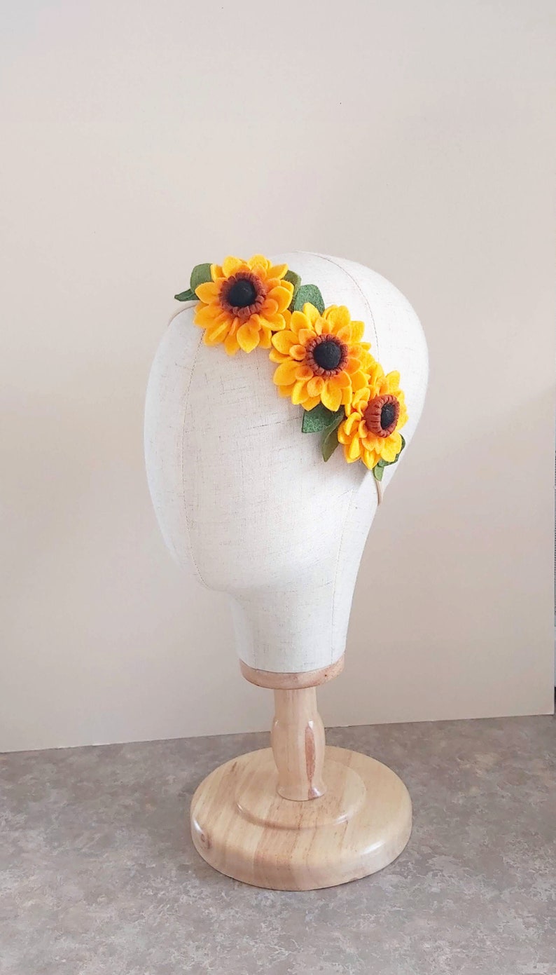 Baby Sunflower headband, Fall Sunflower Crown, Sunflower headpiece, Baby Sunflower tiara, Autumn flower crown, Baby Yellow flower crown image 8