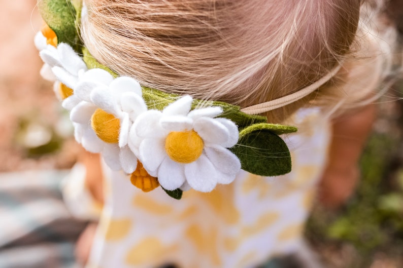 Felt Daisy Crown, White Daisy Flower Crown, baby Daisy headband, Daisy headpiece, White Felt flower crown, felt flower headband, Daisy tiara image 8