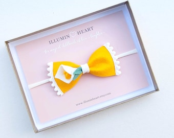 Calla Lily Felt Baby Headband: Yellow Fall Hair Bow