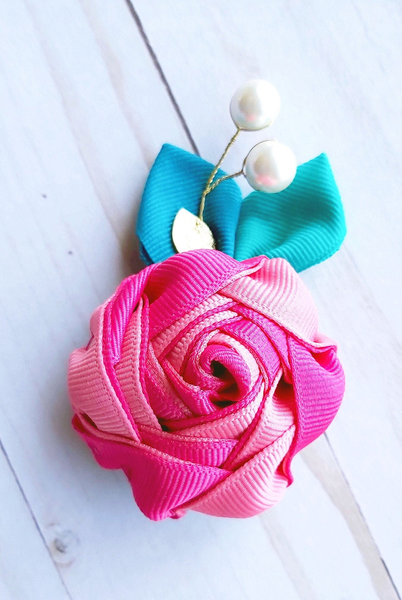 Pink Rose Hair Clip Pink Boho Hair Clip Pearl Hair Clip Etsy