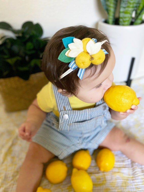 Lemon Headband Lemon Hair Bow Lemon Hair Clip Tropical Headband