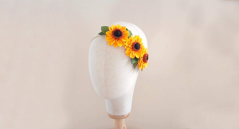 Baby Sunflower headband, Fall Sunflower Crown, Sunflower headpiece, Baby Sunflower tiara, Autumn flower crown, Baby Yellow flower crown image 7