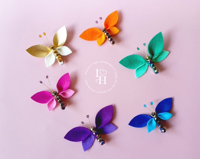 Butterfly hairclips, Rainbow hair clips, Butterfly hair clip, Butterfly hair clips, Butterfly hair pin, Floral hair pins, Boho hair clip