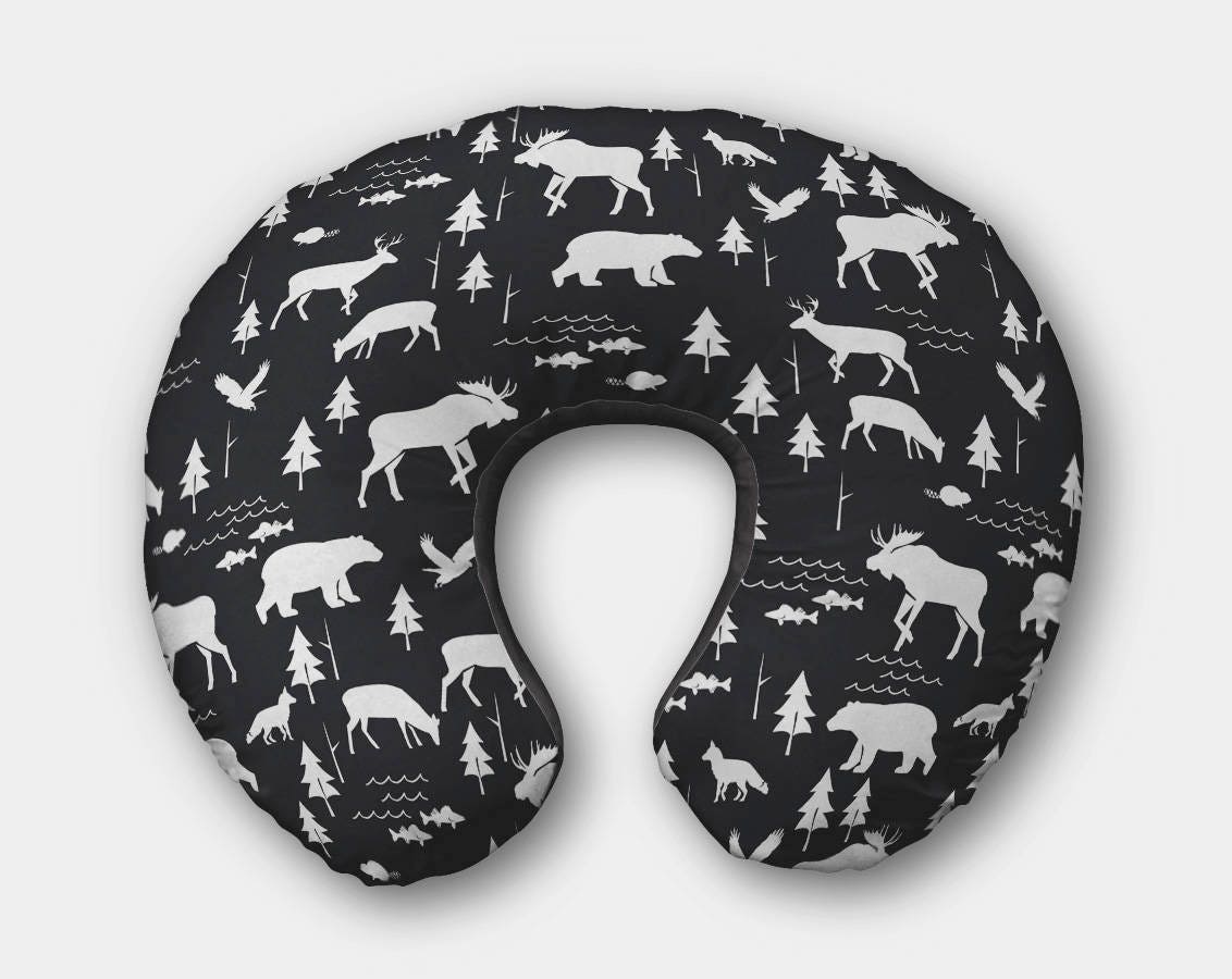 Woodland Boppy Pillow Cover Moose Boppy Cover Bear Boppy Etsy