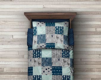 Deer Woodgrain Blanket - Toddler Bedding - Woodland Bedding - Antler Bedding - Deer Blanket - Woodgrain - Designer -