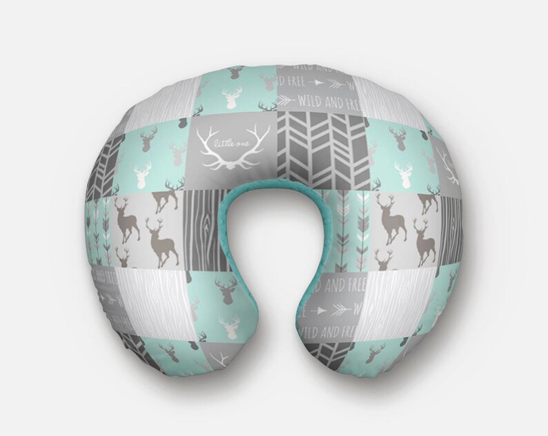Woodland Patchwork Boppy Pillow Cover Deer Boppy Cover Etsy
