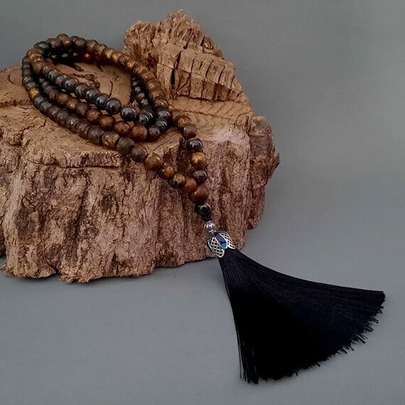 108 Magic Metal Beads Leklai 30 Long Black Tassel Chaplet