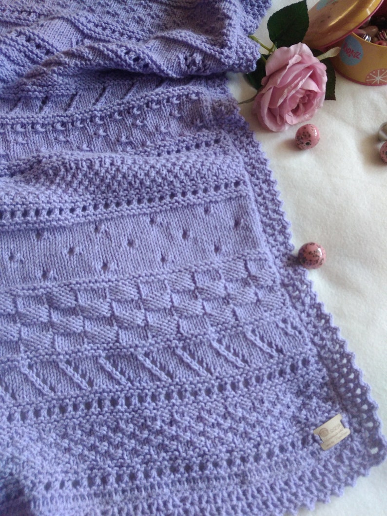 Lavender Knitted Baby Blanket Purple Baby Blanket Etsy