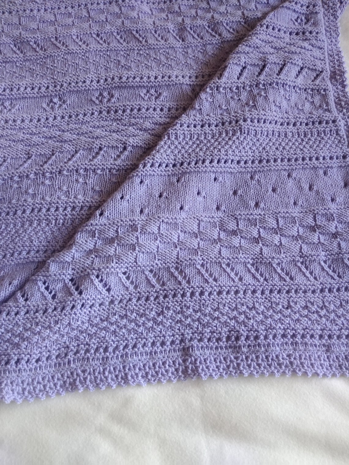 Lavender Knitted Baby Blanket Purple Baby Blanket Etsy