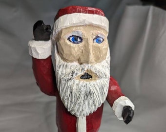 Hand Carved Wooden Santa