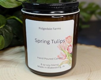 Spring Tulips Scented 8 ounce Candle, spring scent