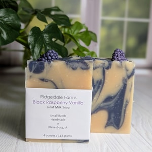 Black Raspberry Vanilla Goat Milk  Bar Soap, fresh goat milk, purple soap, small batch