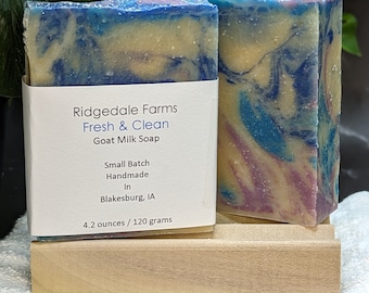 New! Fresh & Clean Goat Milk Bar Soap, Spring soap, made in US, artisanal, small batch, fresh clean scent