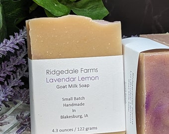 New!  Lavender Lemon Goat Milk Soap, bar soap, simple ingredients,  fresh goat milk