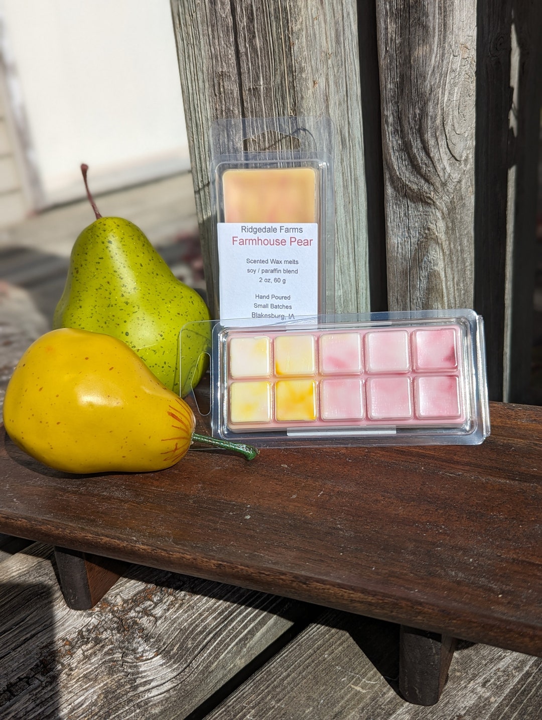 New, Farmhouse Pear Wax Melt, Marbled Wax Melt, Pear Scent, Strong