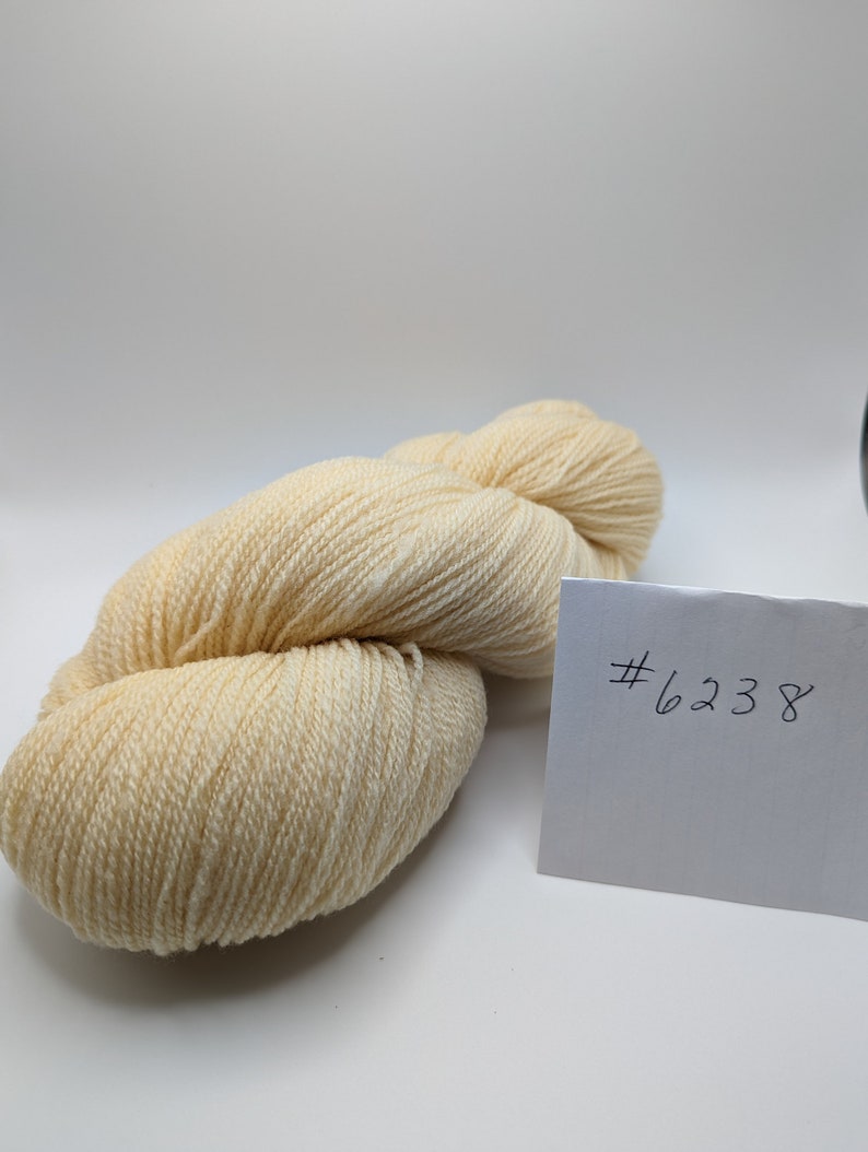 Undyed Ivory Columbia/Rambouillet wool yarn, fingering weight, hat, cowl, sweater, knitting, crochet image 1