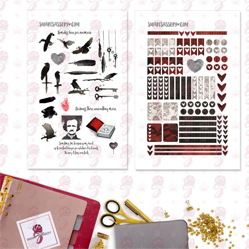 Edgar Allan Poe Planner Stickers Planner Sticker Kit Etsy