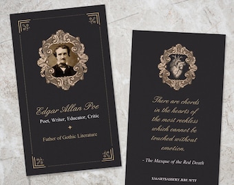 Edgar Allan Poe Mini Bookmark - Gifts for Book Lovers - Horror Bookish Items - Eco-friendly - FSC-certified paper - Shimmer Paper