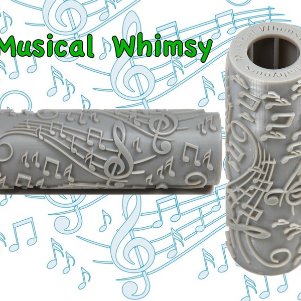 Clay impression roller - Musical Whimsy polymer clay impression roller by Cordialiyours