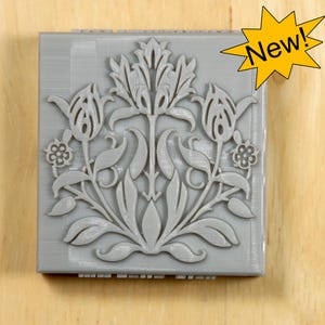 Sello de arcilla y papel, Elementos de William Morris - Tulipán