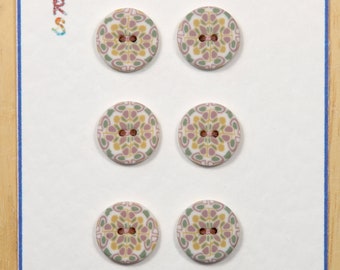 13mm Pastel Toned buttons - pack of 6.   Polymer clay buttons.