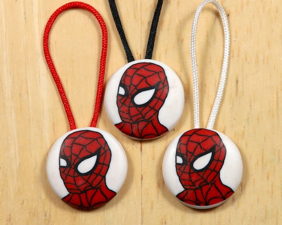 Spiderman Zipper Pull in Polymer Clay. Superhero Zip Pull in