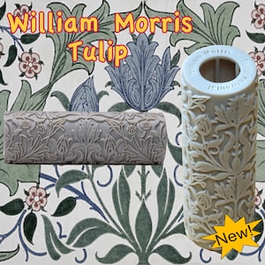 William Morris Tulip Design - Clay Texture Roller.  Polymer clay impression roller.