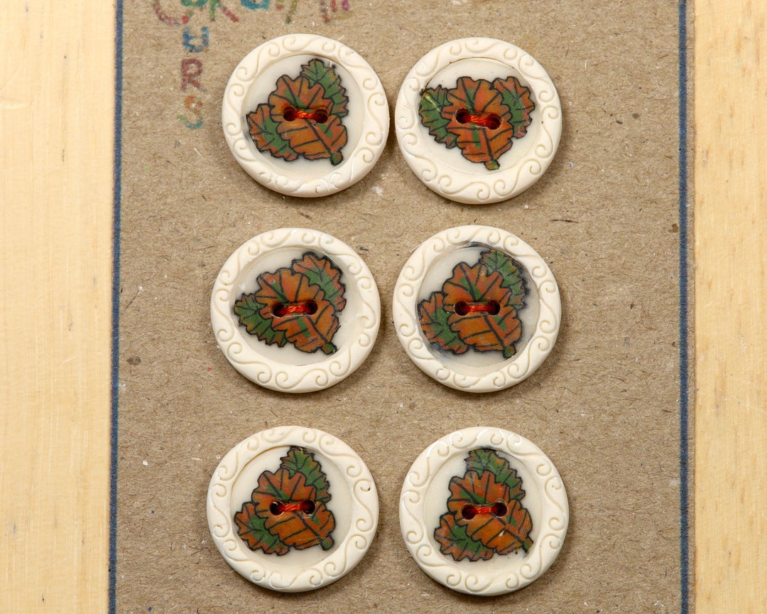 Autumnal Fall Buttons. Leaf Buttons in Polymer Clay Pack of 6. Seasonal ...