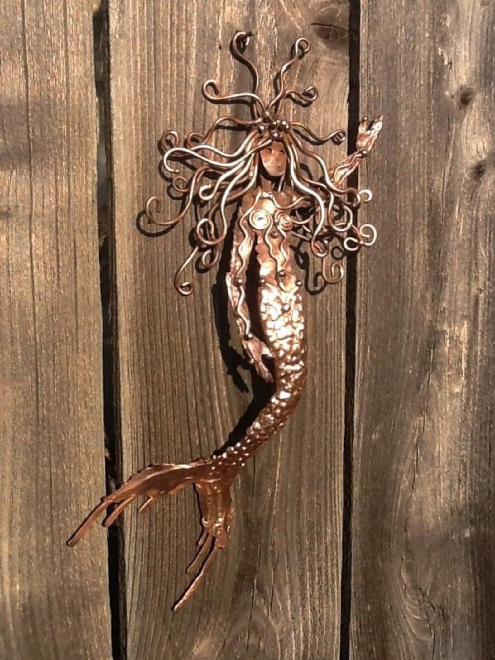 Copper Mermaid Sculpture Copper Sculpture Copper Art Etsy