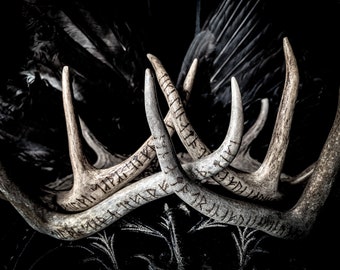 Deer Antler * Antler Crown * Wedding Crown * Crown * Viking * Younger  Futhark Rune Crown * Runes * Taxidermy* Rune Crown * Pyrography *