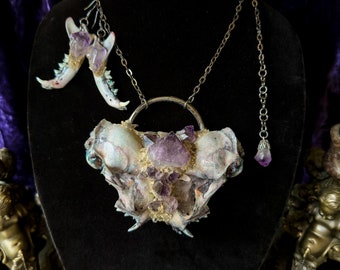 Bisected Bobcat Skull, Bone Necklace, Bone Pendant, Skull Pendant, Oddities, Taxidermy Jewelry, Bone Jewelry, Real Animal Bones, Occult