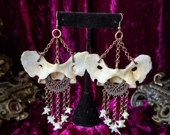 Coyote Atlas Chain Earrings * Chandelier Earrings * Bone Earrings * Copper * Bellydance Jewelry * Bone Jewelry * Coyote Earrings * Viking