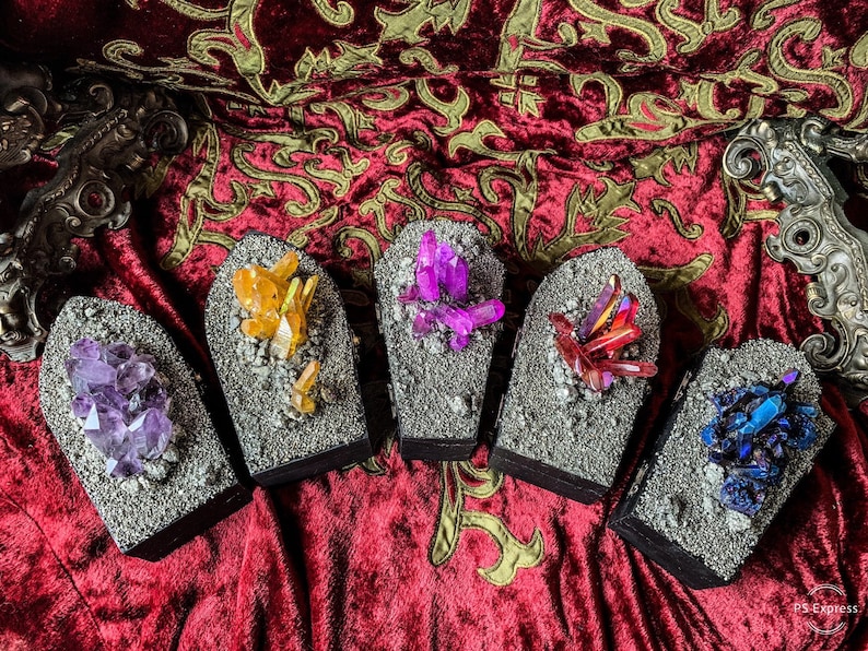 Coffin Box Jewelry Box * Coffin Crystallized Coffin Box Amethyst Wood box Stash Box