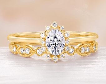 Anillo de compromiso con diamantes cultivados en laboratorio, anillo de diamantes ovalados con halo, alianza de oro rosa de 18 quilates, anillo de piedras preciosas personalizado, anillos personalizados