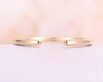 Solid gold open wedding band Vintage Art deco plain band yellow gold wedding band antique Stacking matching unique Bridal ring anniversary