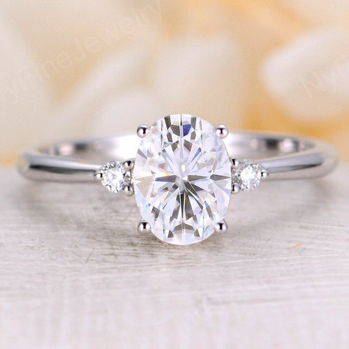 Dainty Moissanite Engagement Ring Oval Cut Rose Gold Diamond | Etsy