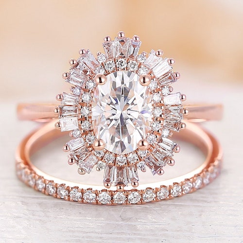 Vintage Pear Morganite Engagement Ring Set Diamond Half Halo - Etsy
