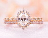 Moissanite engagement ring vintage Art deco Oval cut moissanite Unique engagement ring yellow gold Halo Multi unique Bridal Anniversary