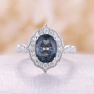 London Blue Topaz Engagement Ring Vintage Oval Topaz White - Etsy