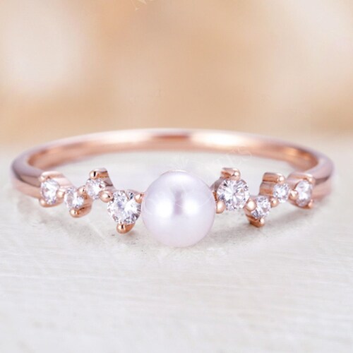 Opal Engagement Ring Vintage Rose Gold Engagement Ring Diamond - Etsy