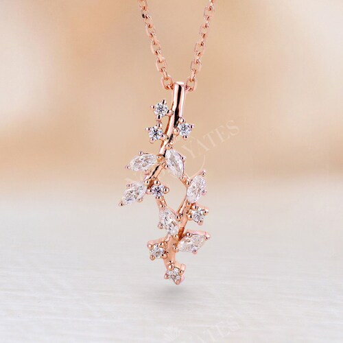 Moissanite Necklace Rose Gold Diamond 