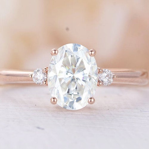 Vintage Engagement Ring Set Oval Cut Moissanite Engagement | Etsy