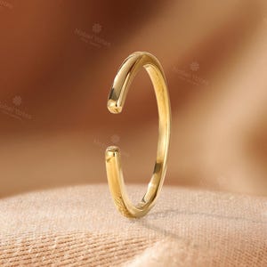 1.5mm Solid Gold Open Wedding Band, Adjustable Gap Ring, Stacking Matching Ring Spacer, Personalized Custom Optional Widths