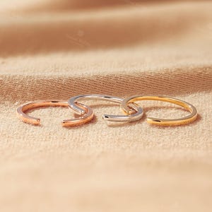 1.5mm Solid Gold Open Wedding Band, Adjustable Gap Ring, Stacking Matching Ring Spacer, Personalized Custom Optional Widths